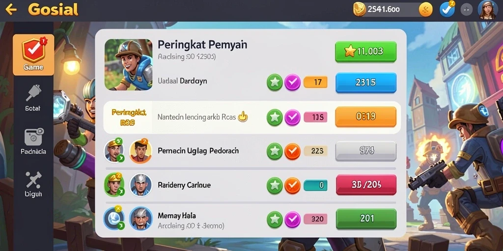 Screenshot 3 menunjukkan interaksi pemain dalam komunitas.